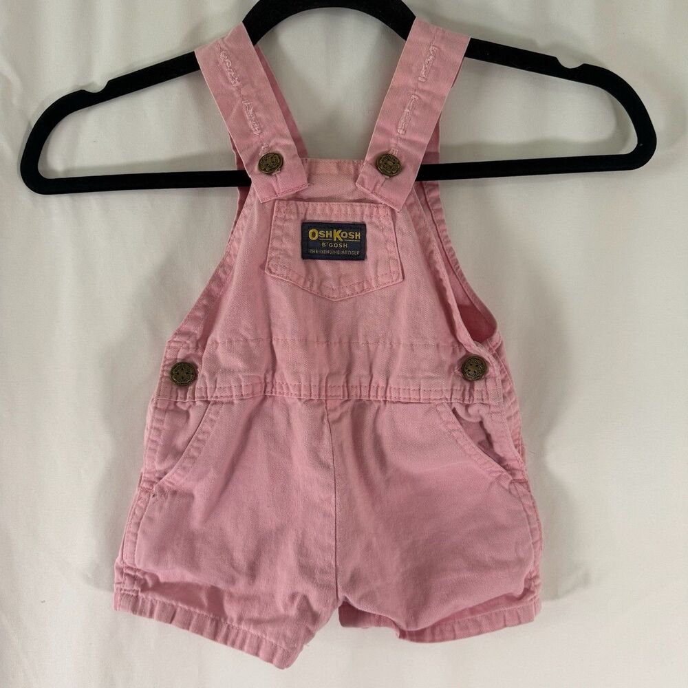 Vintage Oshkosh Overalls Baby Girls 12 Months Pink Made USA 100% Cotton